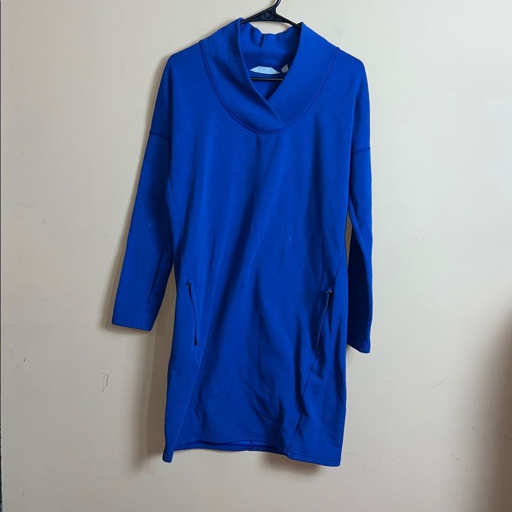 Athleta Women’s Size Small Blue Violet Wool V-Neck Sweatshirt Dress